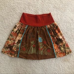 Tina Neumann Corduroy Embroidered A-Line Skirt Size 16
